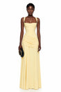 Sanne Yellow Square Neck Ruched Maxi Dress