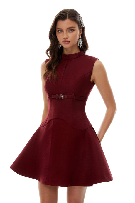 Alba Mini Dress Red Belted