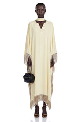 Sarah Yellow Maxi Dress with Fringe Panels