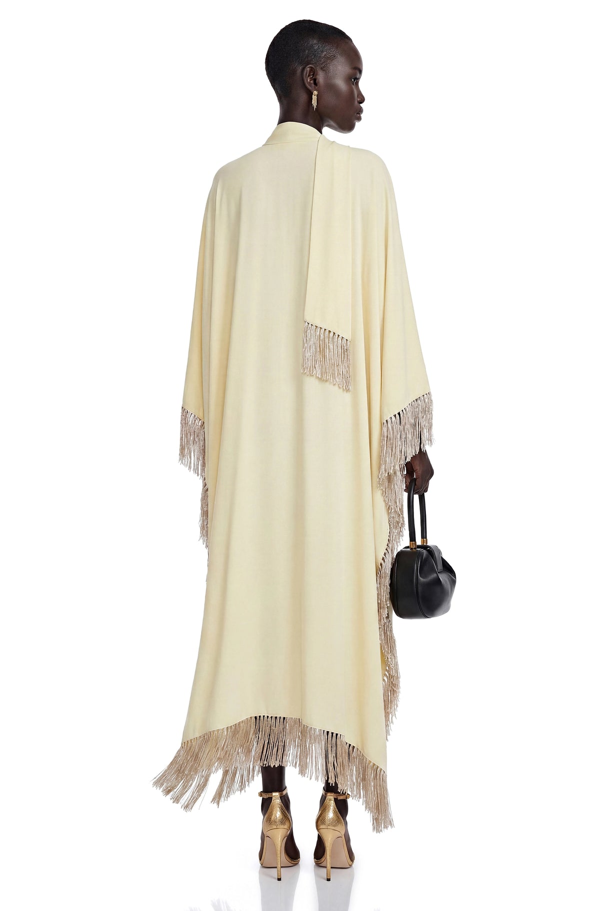 Sarah Yellow Maxi Dress with Fringe Panels