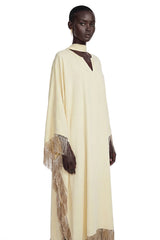 Sarah Yellow Maxi Dress with Fringe Panels