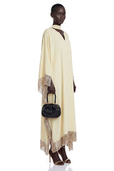 Sarah Yellow Maxi Dress with Fringe Panels