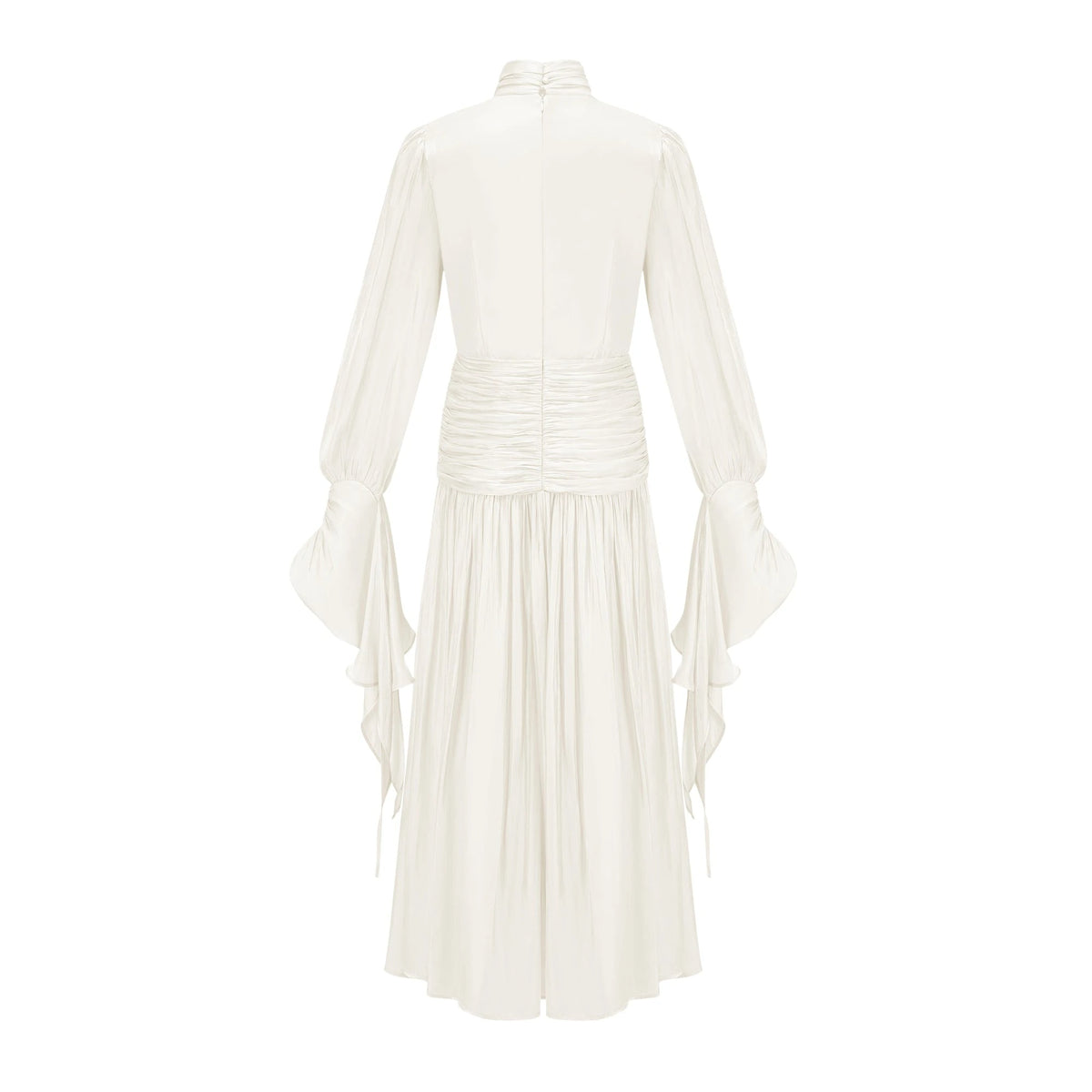 Sarolta Neutral Glossy Ruched Maxi Dress