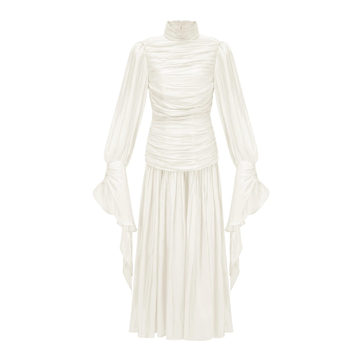 Sarolta Neutral Glossy Ruched Maxi Dress