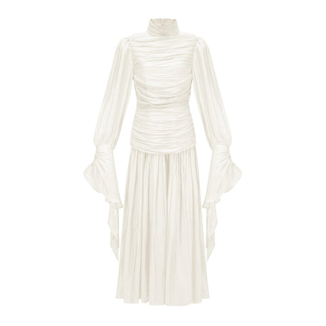 Nadia Maxi Dress Neutral Glossy Ruched