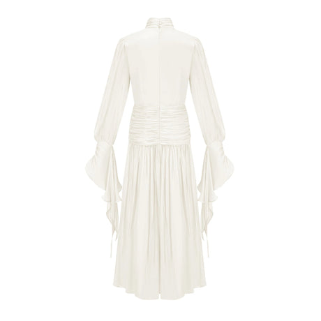 Nadia Maxi Dress Neutral Glossy Ruched