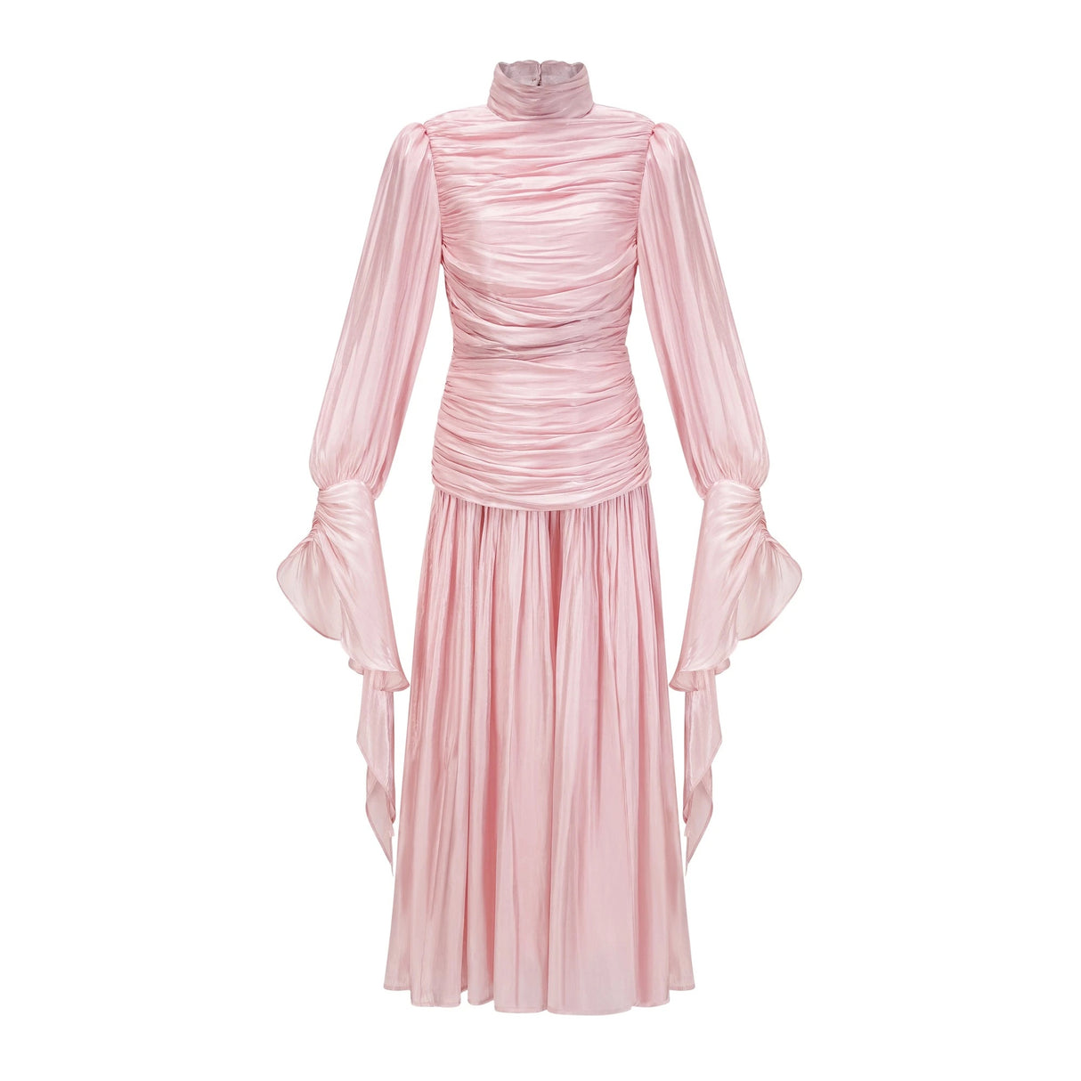 Sarolta Pink Glossy Ruched Maxi Dress