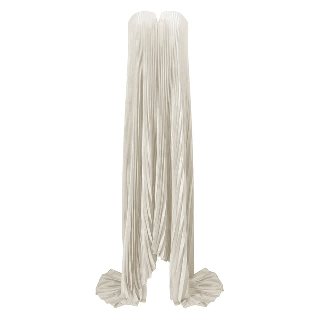 Satiné Gold Fullypleated Maxi Dress
