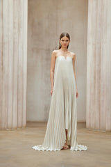 Satiné Gold Fullypleated Maxi Dress