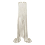 Satiné Gold Fullypleated Maxi Dress