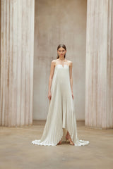 Satiné Gold Fullypleated Maxi Dress