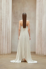 Satiné Gold Fullypleated Maxi Dress