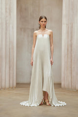 Satiné Gold Fullypleated Maxi Dress