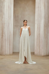 Satiné Gold Fullypleated Maxi Dress