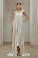 Satiné Gold Fullypleated Maxi Dress