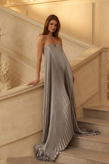 Satiné Purple Fullypleated Maxi Dress