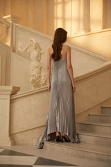 Satiné Purple Fullypleated Maxi Dress