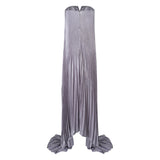 Satiné Purple Fullypleated Maxi Dress