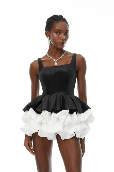 Tenley Mini Dress Color Block Bubble Velvet