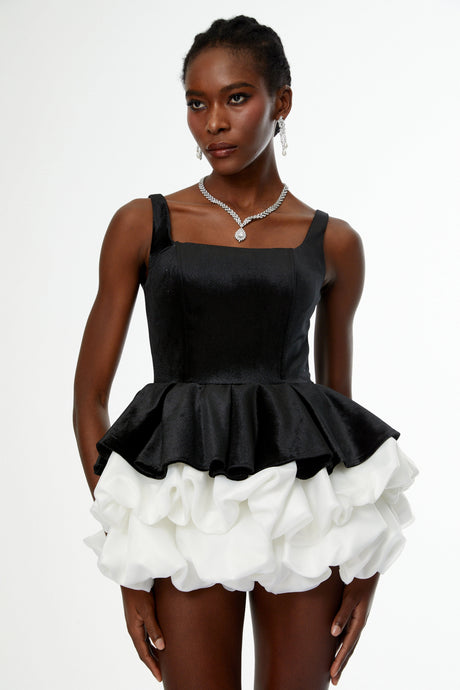 Tenley Mini Dress Color Block Bubble Velvet