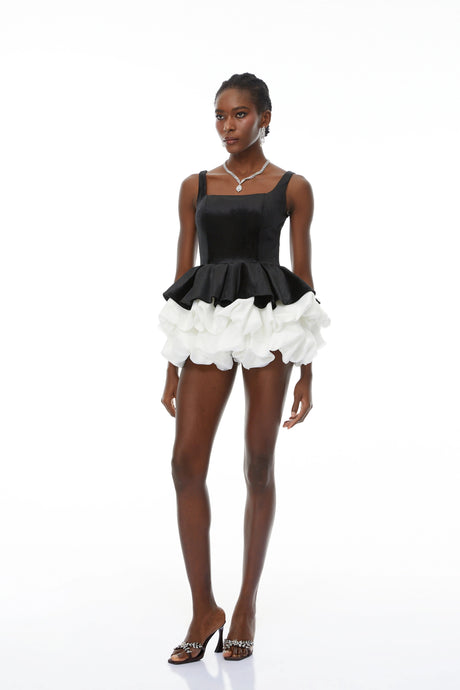 Tenley Mini Dress Color Block Bubble Velvet