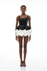Saveria Color Block Bubble Velvet Mini Dress