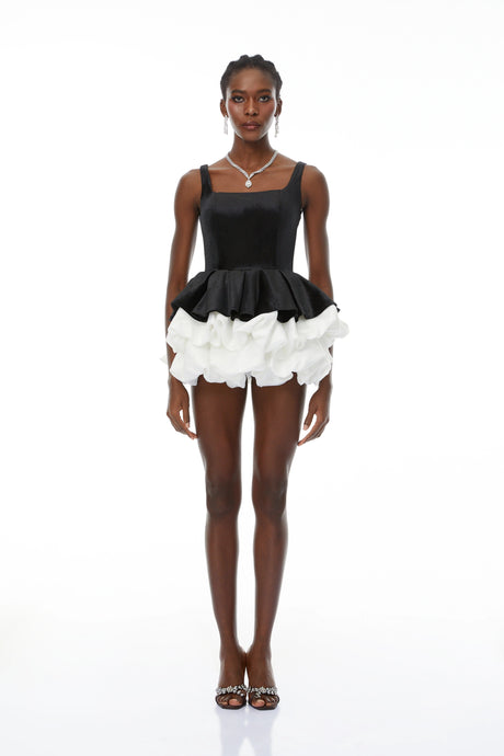 Tenley Mini Dress Color Block Bubble Velvet