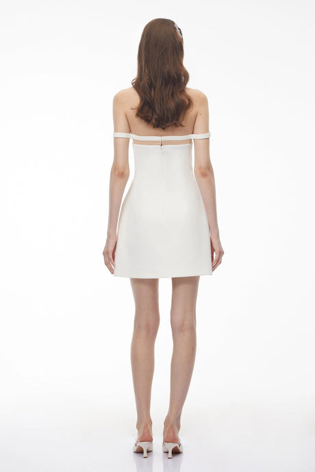 Tatiana Mini Dress Ivory Off Shoulder Fitted