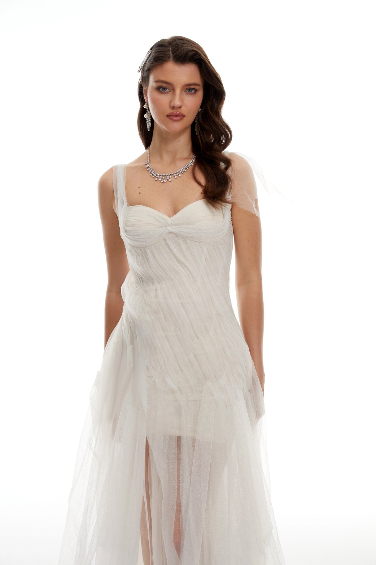 Scarlett White Tulle Corset Maxi Dress