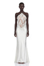 Selene White Lace Panel Satin Maxi Dress