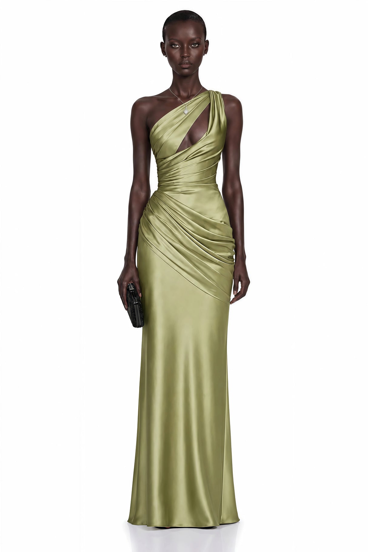 Seraphina Green One Shoulder CutOut Maxi Dress