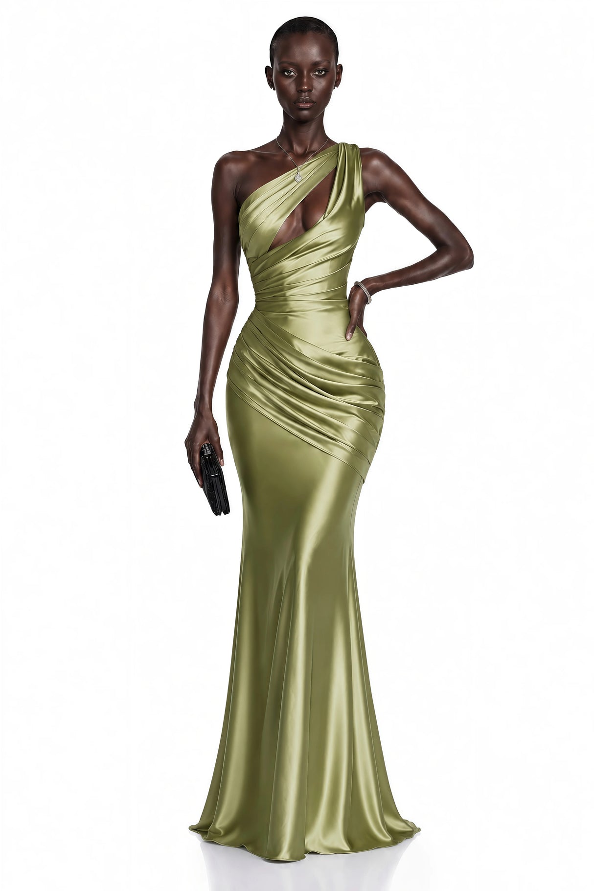 Seraphina Green One Shoulder CutOut Maxi Dress