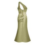 Seraphina Green One Shoulder CutOut Maxi Dress