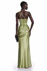 Seraphina Green One Shoulder CutOut Maxi Dress
