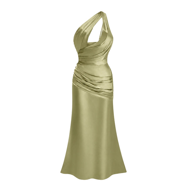 Seraphina Green One Shoulder CutOut Maxi Dress