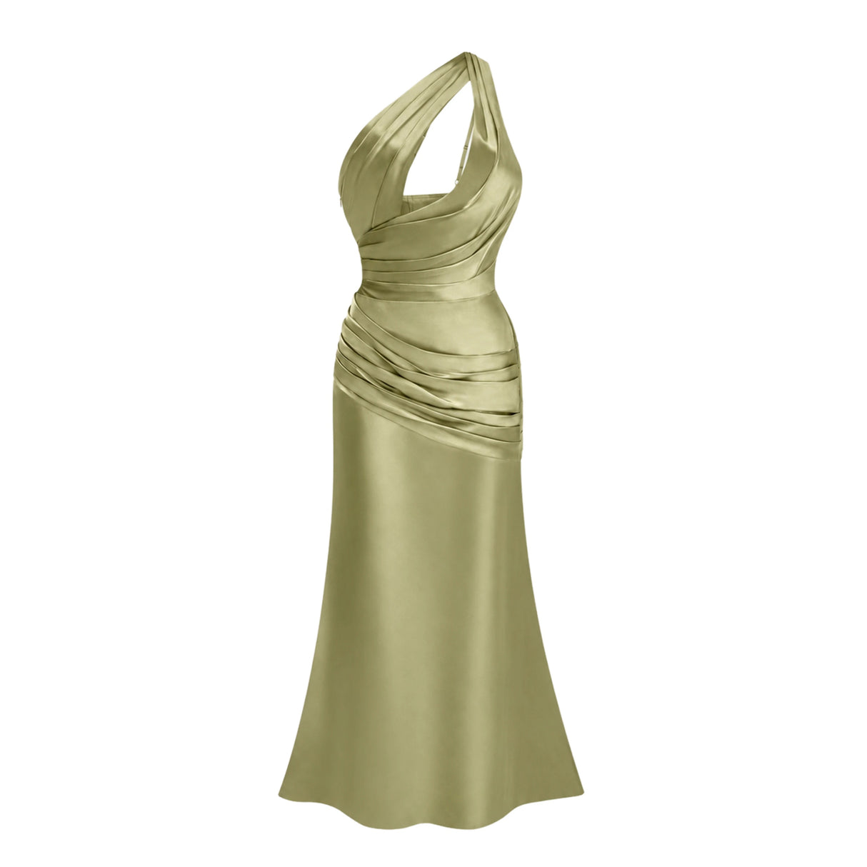 Seraphina Green One Shoulder CutOut Maxi Dress