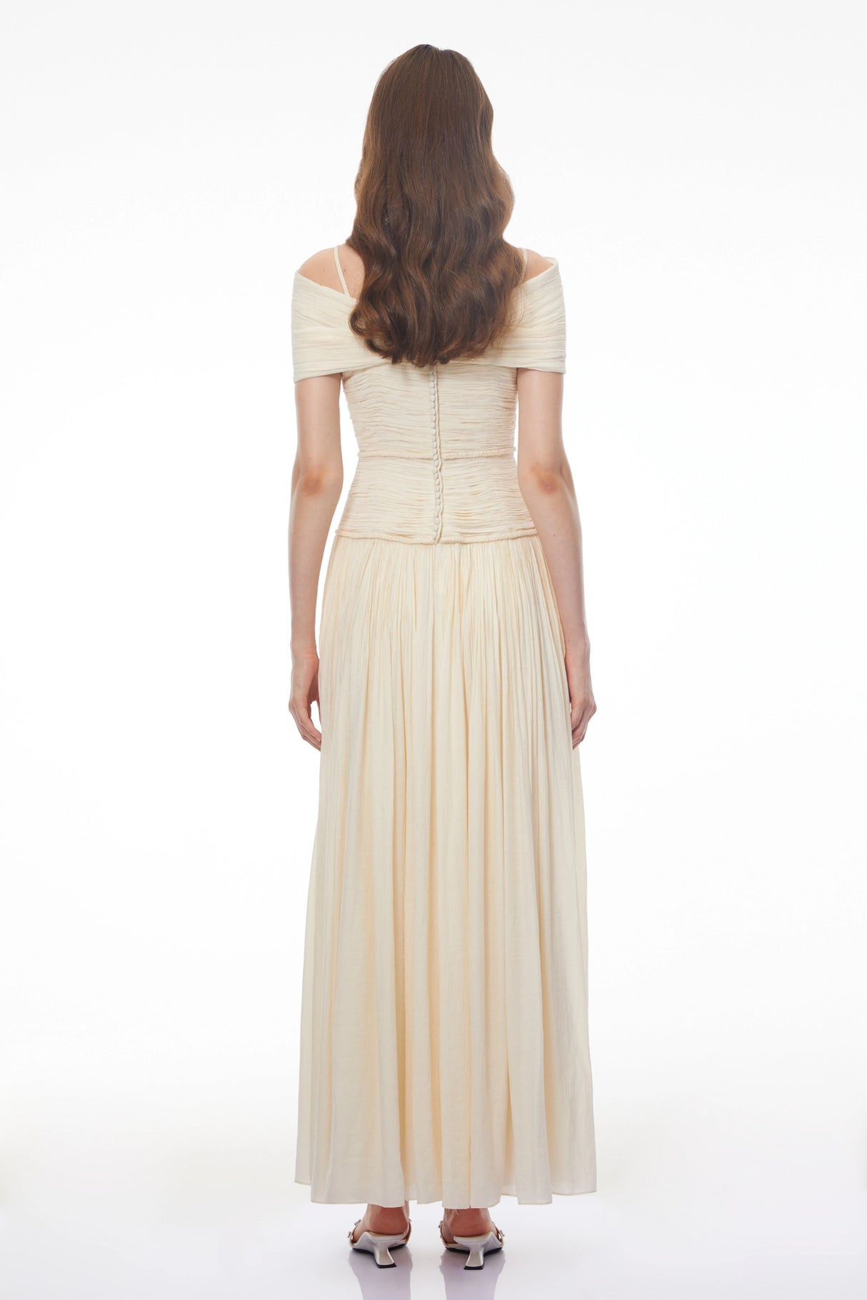 Seraphina Neutral Textured Maxi Dress with 3D Floral