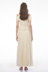 Seraphina Neutral Textured Maxi Dress with 3D Floral