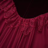 Seraphina Red Floral Lace Maxi Dress with Cape