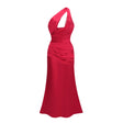 Seraphina Red One Shoulder CutOut Maxi Dress