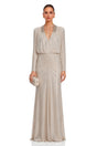 Seraphina Silver Sequin VNeck Long Sleeves Maxi Dress