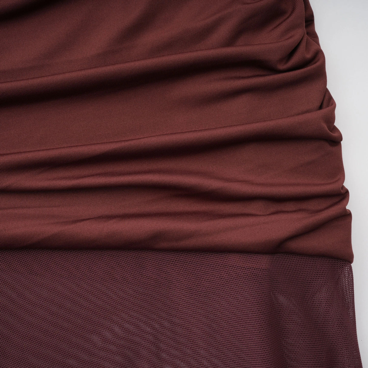 Seren Brown Ruched Tulle Panel Maxi Dress