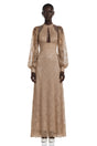 Serena Neutral Floral Lace Long Sleeves Maxi Dress