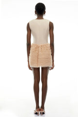 Severine Cream Sleeveless Puffball Mini Dress