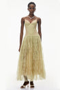 Severine Green Floral Lace Tulle Maxi Dress