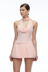 Severine Pink Tiered Chiffon Mini Dress