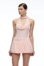 Severine Pink Tiered Chiffon Mini Dress