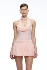 Severine Pink Tiered Chiffon Mini Dress