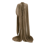 Shifra Brown Asymmetrical Cape Maxi Dress