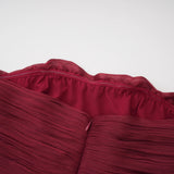Shifra Burgundy Asymmetrical Cape Maxi Dress